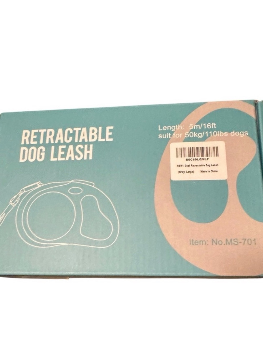 Dual Retractable Dog Leash - Gray- Large Brand New in Box